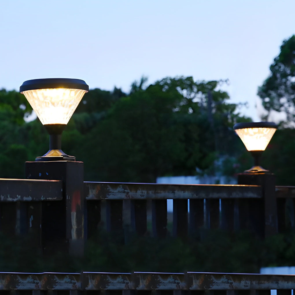 Round Waterproof Colorful Gradient Modern Solar Fence Post Lights - Lamp Outdoor