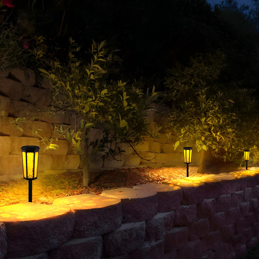 RGB Hexagon Hollow Outdoor Solar Stake Light Waterproof Landscape Lighting - Lamp Outdoor