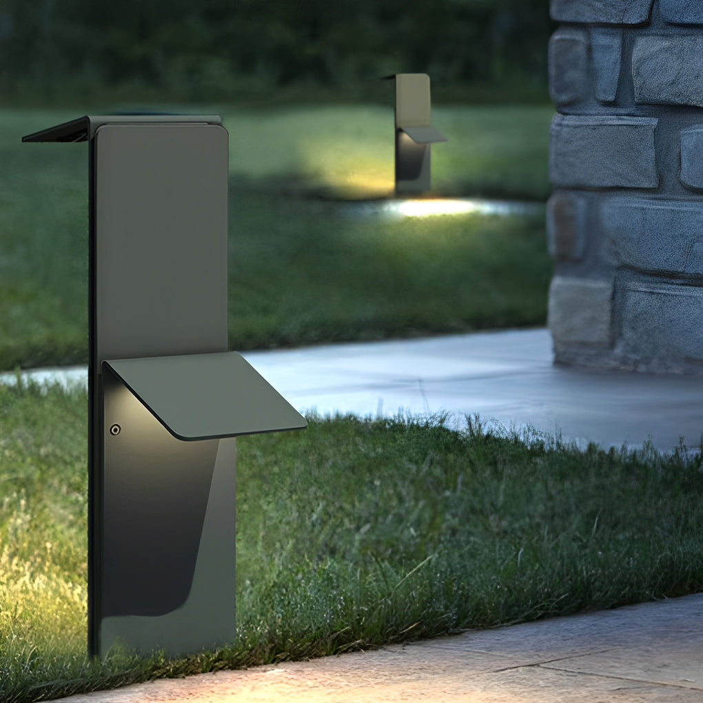 Modern Vertical LED Solar Pathway Lights Dual Panel Downlighting Design - Lamp Outdoor