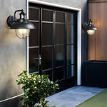 Nautical Black 1-Light Metal Cage Seeded Glass Outdoor Wall Light - Lamp Outdoor