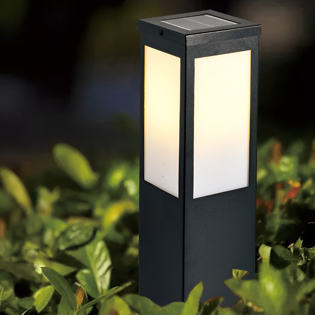 Remote-Controlled Industrial Solar Bollard Lights Waterproof & Square Outdoor Lighting - Lamp Outdoor