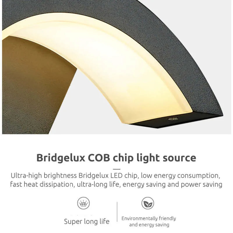 Elvon Nordic Arc Waterproof LED Outdoor Wall Lamp, Black - Lamp Outdoor