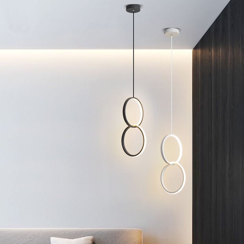 Doria Modern LED Pendant Light Black/White Metal Living Room - Lamp Outdoor