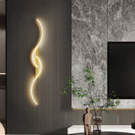 Lumor Modern Linear Wave Bedroom Wall Lamp, Black/Gold - Lamp Outdoor