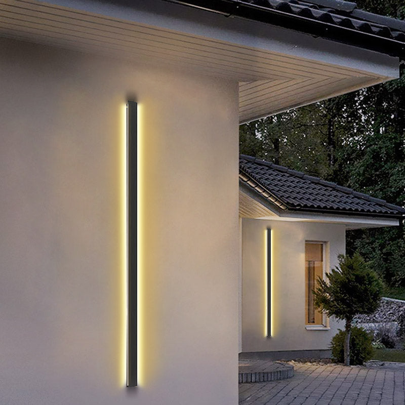 Black Long Linear Metal Waterproof Dimmable Modern Outdoor Wall Lights - Lamp Outdoor