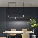 Clen Modern Linear Pendant Light Double Frame, Black/Gold - Lamp Outdoor