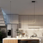 Clen Modern Linear Pendant Light Double Frame, Black/Gold - Lamp Outdoor