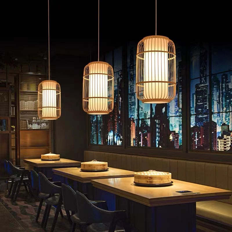 Kuro Hand-Woven Knitted Rattan Bamboo Vintage Pendant Light - Lamp Outdoor