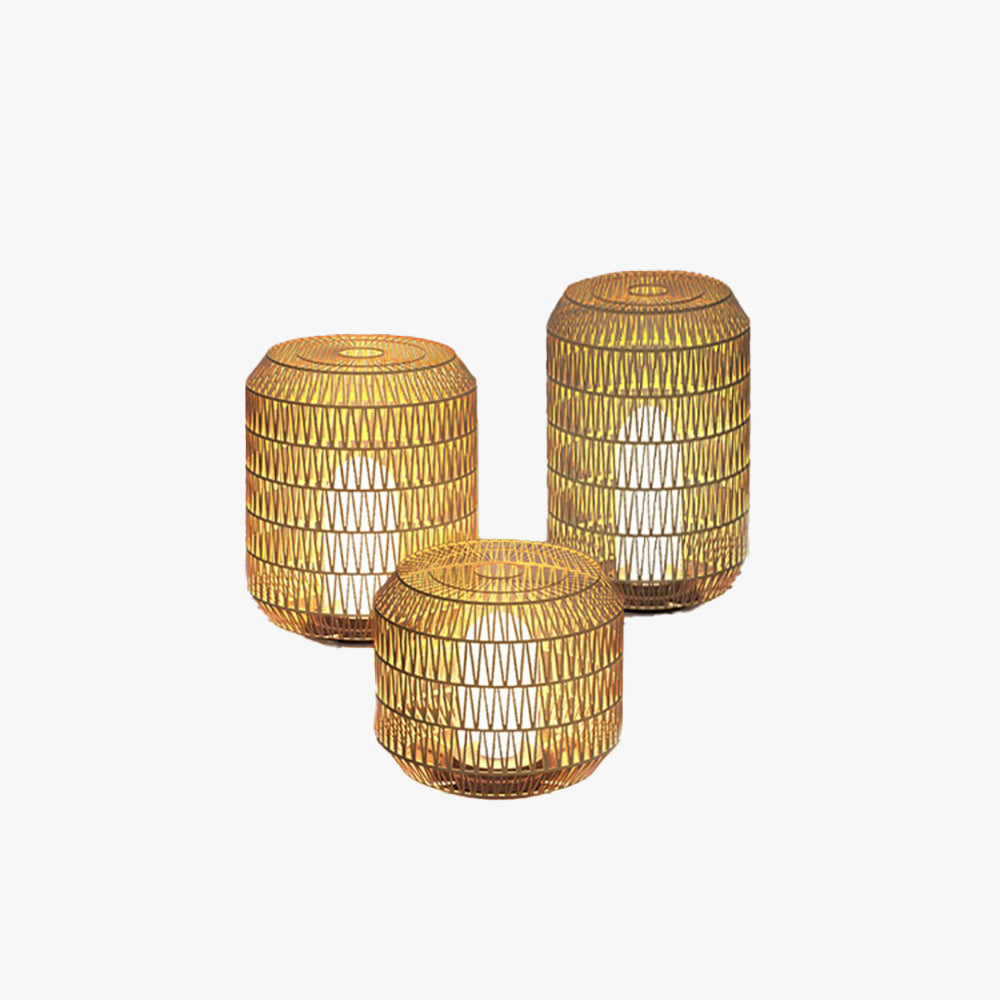 Ritta Vintage Lantern Rattan Floor Lamp, Hardwired/Solar, - Lamp Outdoor
