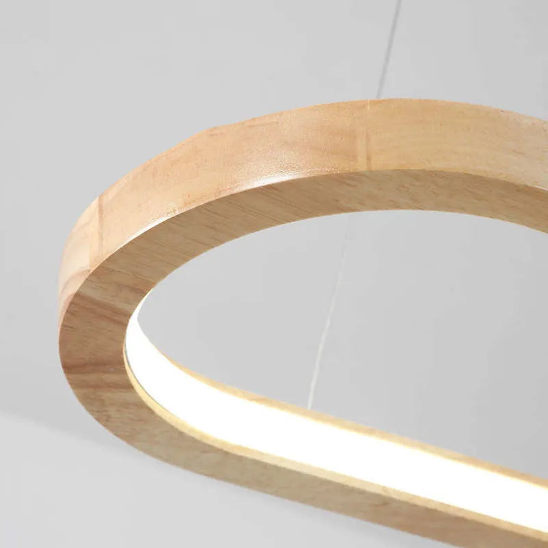Veon Contemporary Oval Wooden Pendant Light - Lamp Outdoor