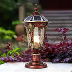 Dual Purpose Waterproof Aluminum Retro Solar Fence Post Lights with Remote - Lamp Outdoor