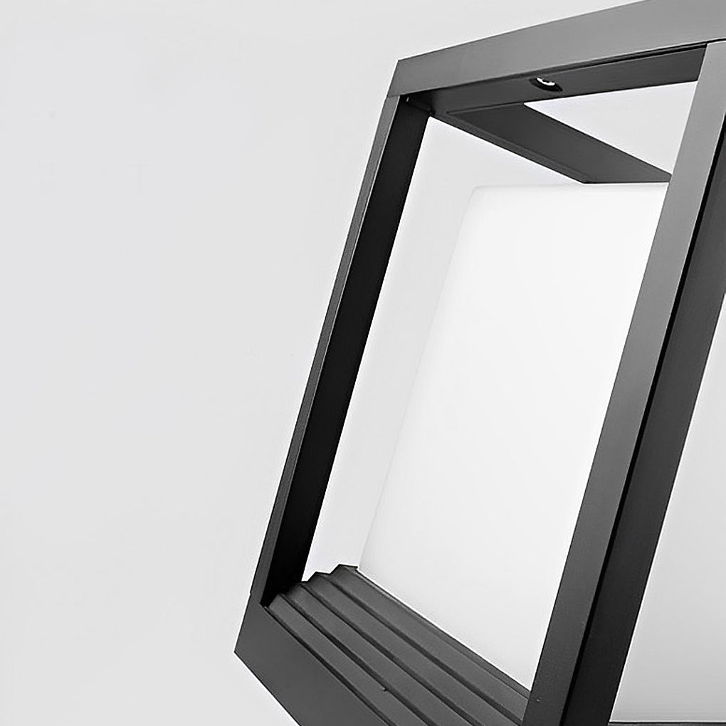Minimalist Square Waterproof LED Black Modern Solar Fence Post Lights - Lamp Outdoor