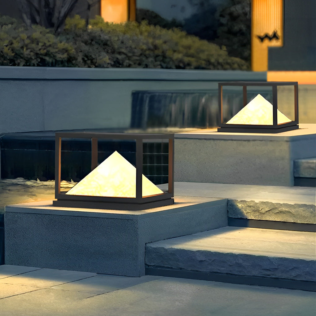 Square Mountain LED Waterproof IP65 Black Modern Solar Pillar Lights - Lamp Outdoor