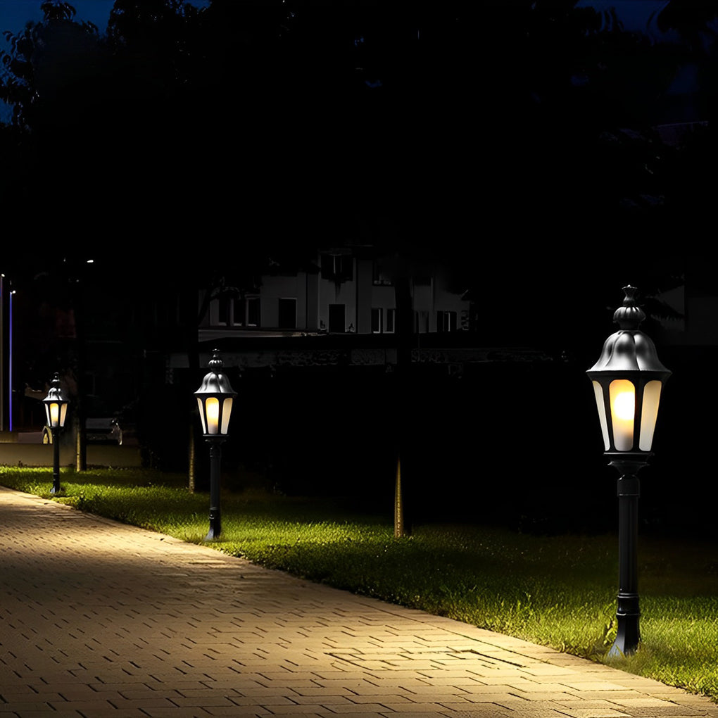 Elegant European-Style Black LED Outdoor Pathway Lamp Post - Lamp Outdoor