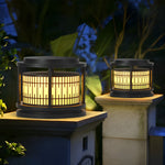 Round Retro Pattern Waterproof LED Black Modern Solar Fence Post Lights - Lamp Outdoor