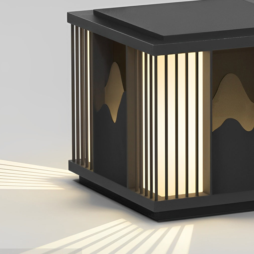 Waterproof LED Mountain Scenery Black Modern Solar Post Caps Lights - Lamp Outdoor