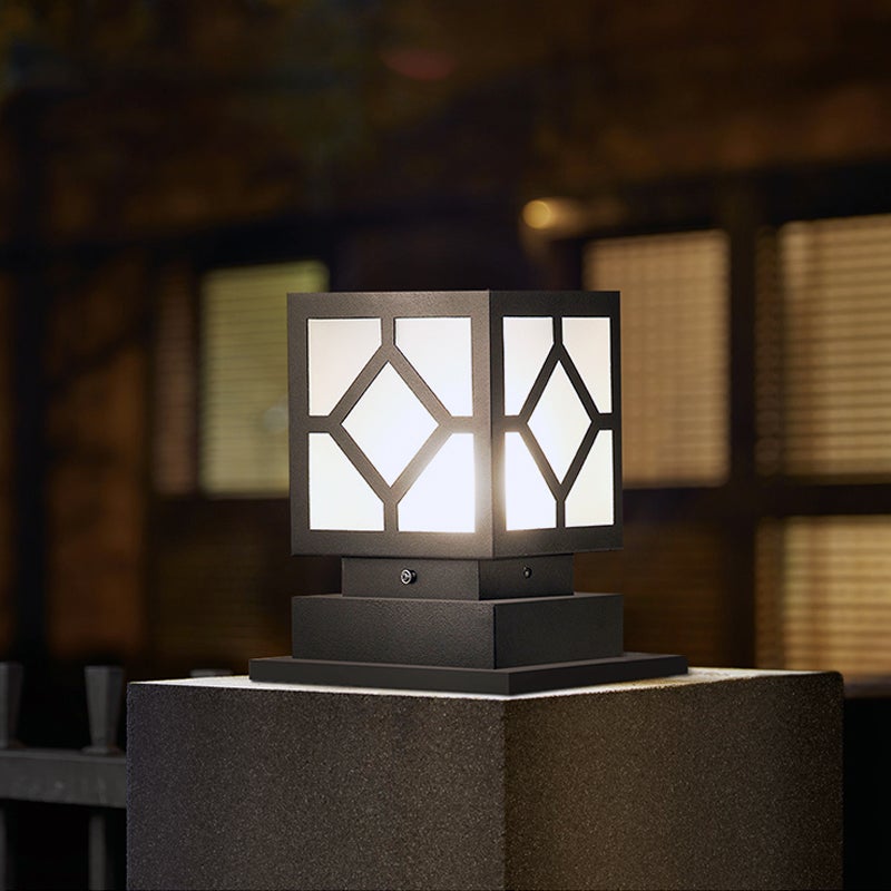 Square Stainless Steel LED Waterproof Black Modern Outdoor Light Post Lamp - Lamp Outdoor