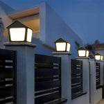 Cottage Shaped LED Waterproof Black Modern Solar Fence Post Lights Pillar Light - Lamp Outdoor