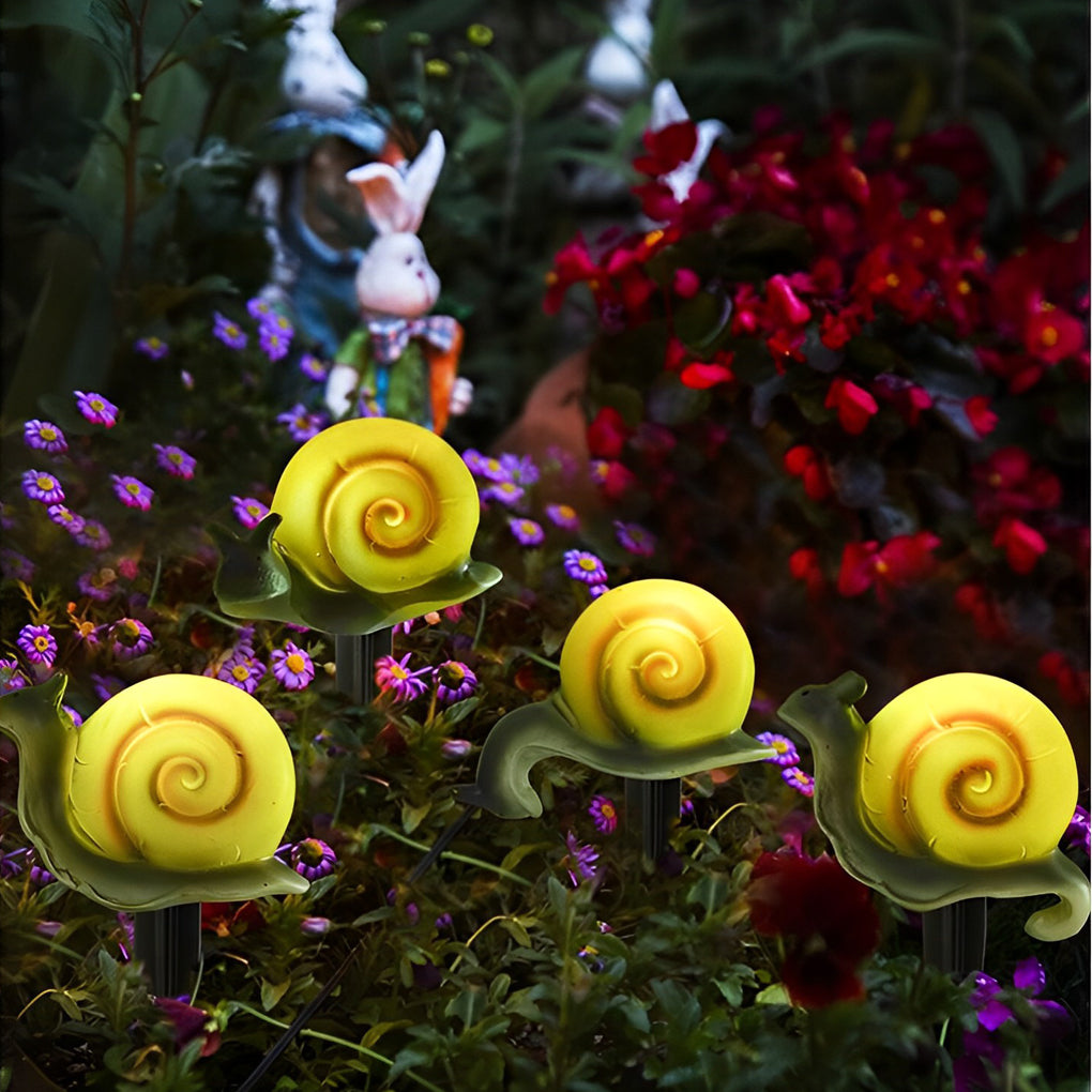 Waterproof 4 Resin Birds Snails Butterflies Ladybugs Solar Garden Lights - Lamp Outdoor