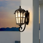 Waterproof Vintage Lantern Shaped Black Retro Outdoor Plug in Wall Lamp - Lamp Outdoor