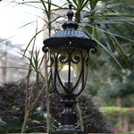Round Bubble Glass Waterproof Black European Style Outdoor Pillar Lamp - Lamp Outdoor