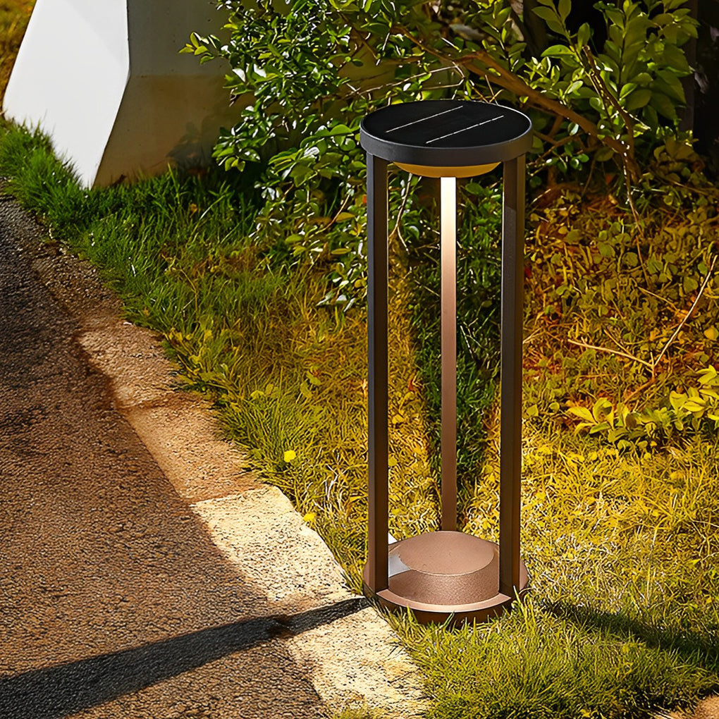 Adjustable Brightness LED Solar Path Lights Outdoor Black Modern Lawn Lamp - Lamp Outdoor