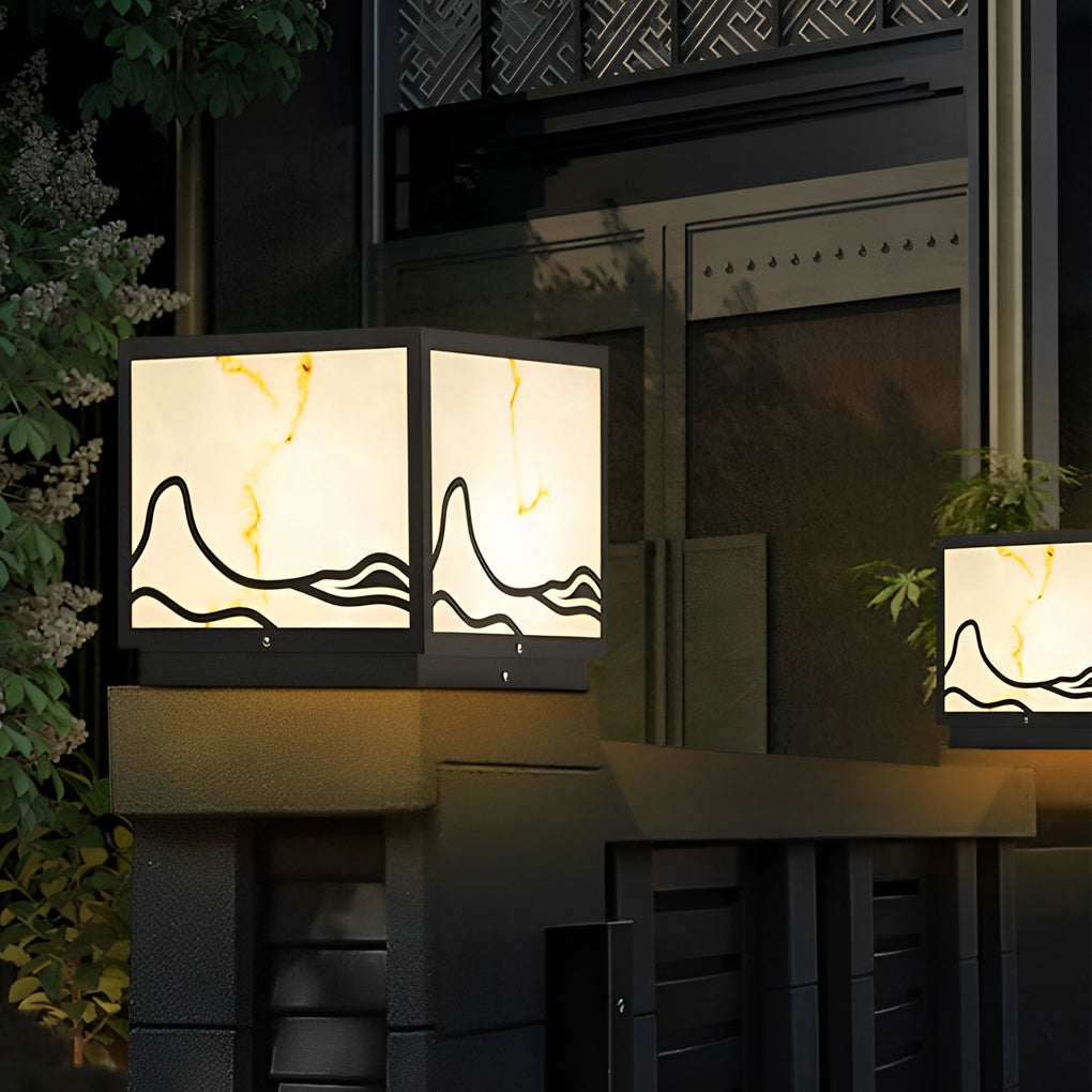 Waterproof LED Mountain Scenery Intelligent Solar Solar Post Caps Lights - Lamp Outdoor