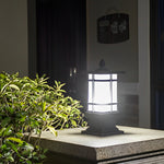 Waterproof Dimming with Remote Black Vintage Solar Fence Post Lights - Lamp Outdoor