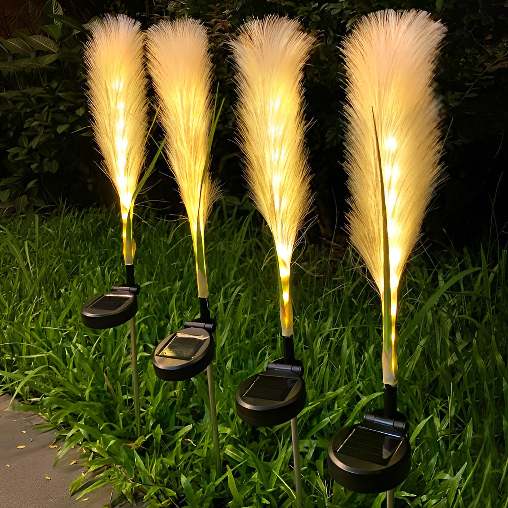 2PCS Hairy Reed LED Solar Lawn Lamps - Lamp Outdoor