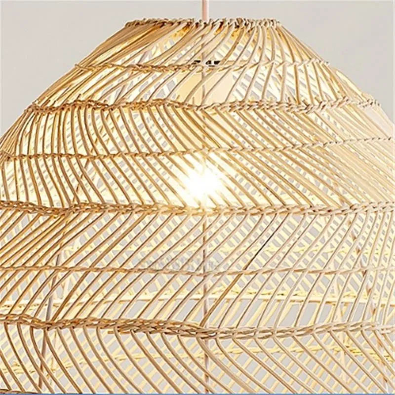 Lian Rattan Bamboo Lampshade Hand Knitted Pendant Light - Lamp Outdoor