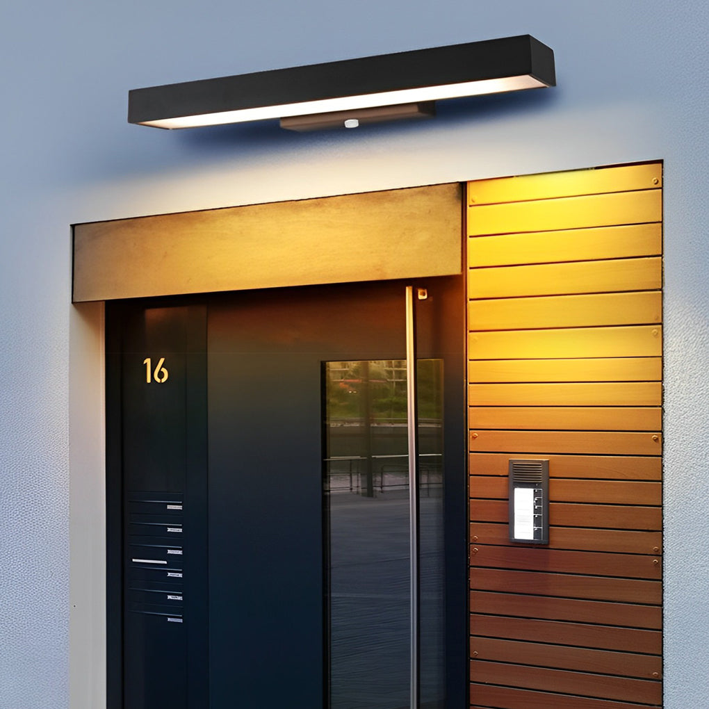 Outdoor Motion Sensor Black Rectangle Wall Light - Lamp Outdoor