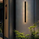 Minimalist Long Linear LED Waterproof Black Modern Solar Wall Sconce Lighting - Lamp Outdoor