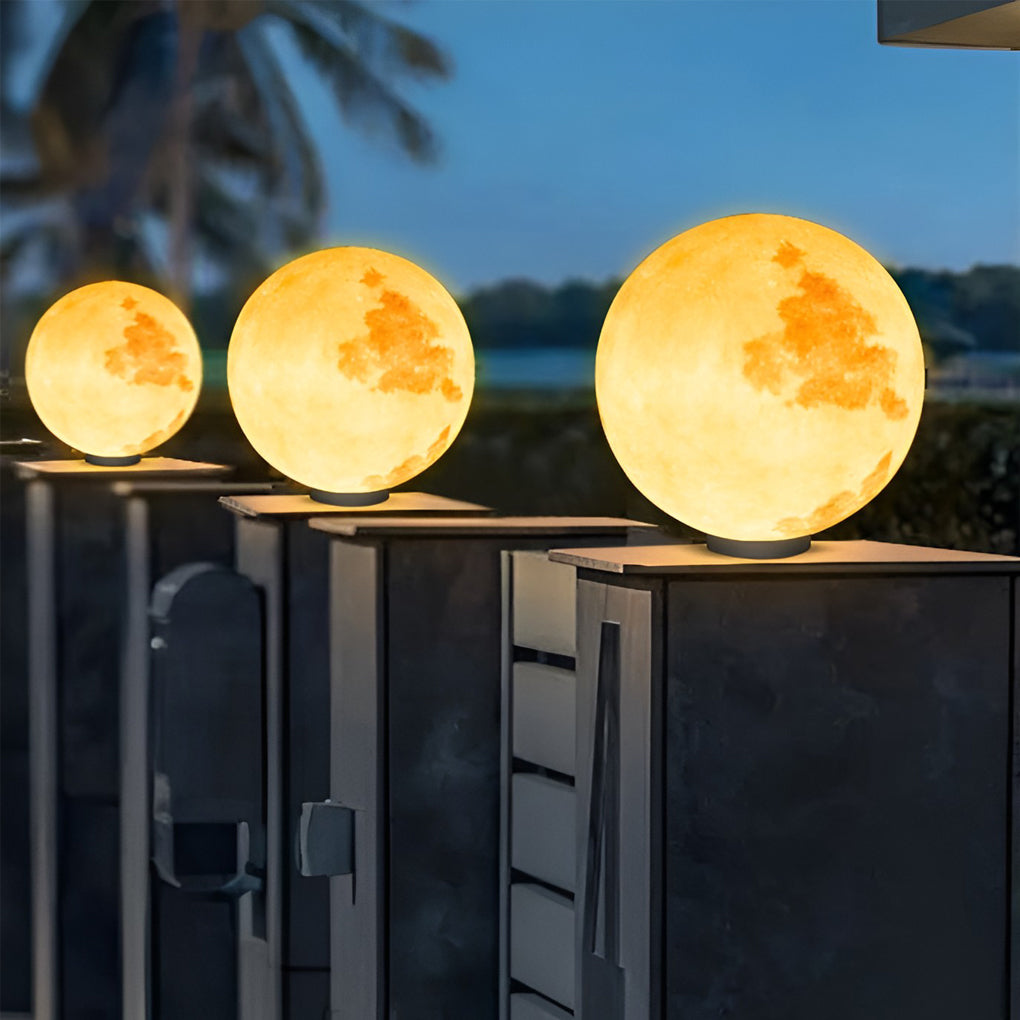Moon Waterproof LED Modern Solar Post Caps Lights Pillar Light - Lamp Outdoor