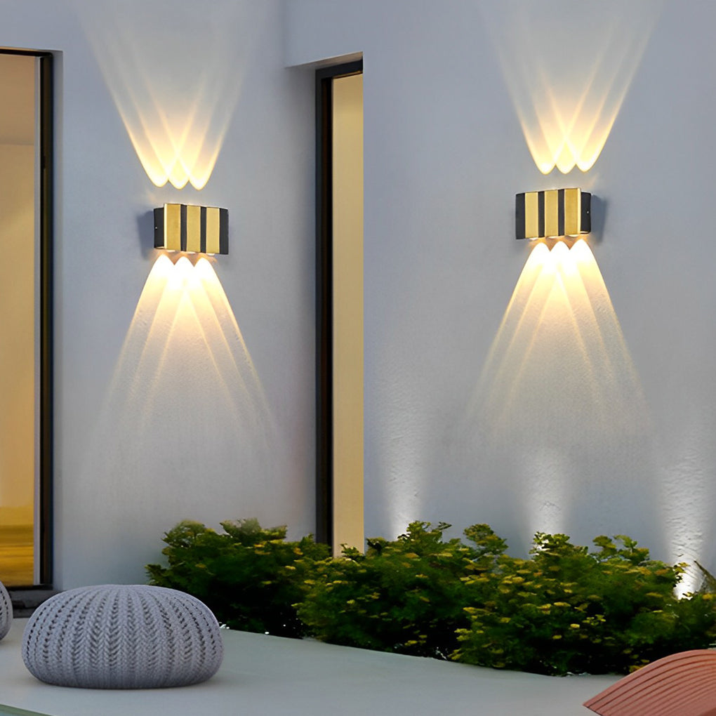 Black & Gold Aluminum LED Outdoor Up Down Wall Light - Lamp Outdoor