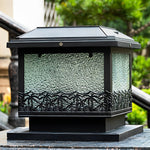 Creative Square Waterproof LED Black Modern Solar Fence Post Lights - Lamp Outdoor