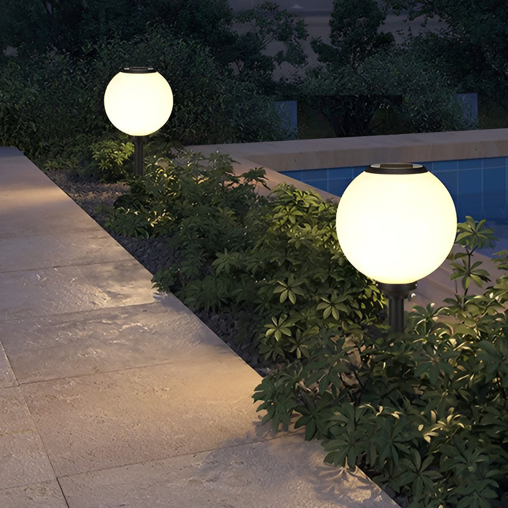 Adjustable Brightness LED Solar Pathway Lights Round Ball Design - Lamp Outdoor