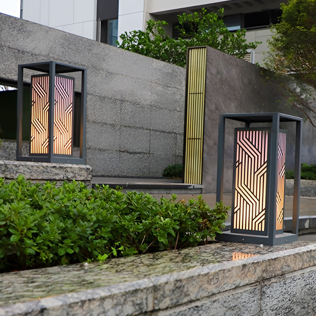 Gray Retro Aesthetic Waterproof LED Outdoor Pathway Cuboid Lantern - Lamp Outdoor