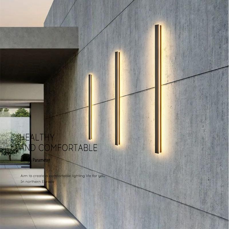 Waterproof Long Linear LED Wall Lamp Outdoor Wall Lights Black Porch Lights - Lamp Outdoor