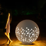 Waterproof Round Metal Hollow White Modern Outdoor Lanterns Lawn Lamp - Lamp Outdoor