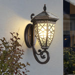 Retro Pattern Waterproof Black American Style Solar Powered Wall Lamp - Lamp Outdoor
