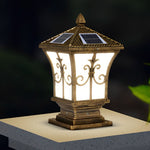 Vintage Pattern Waterproof Automatic Solar Powered Fence Post Lights - Lamp Outdoor