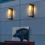 Creative Glass Waterproof LED Black Modern Solar Wall Lamp Exterior Lights - Lamp Outdoor