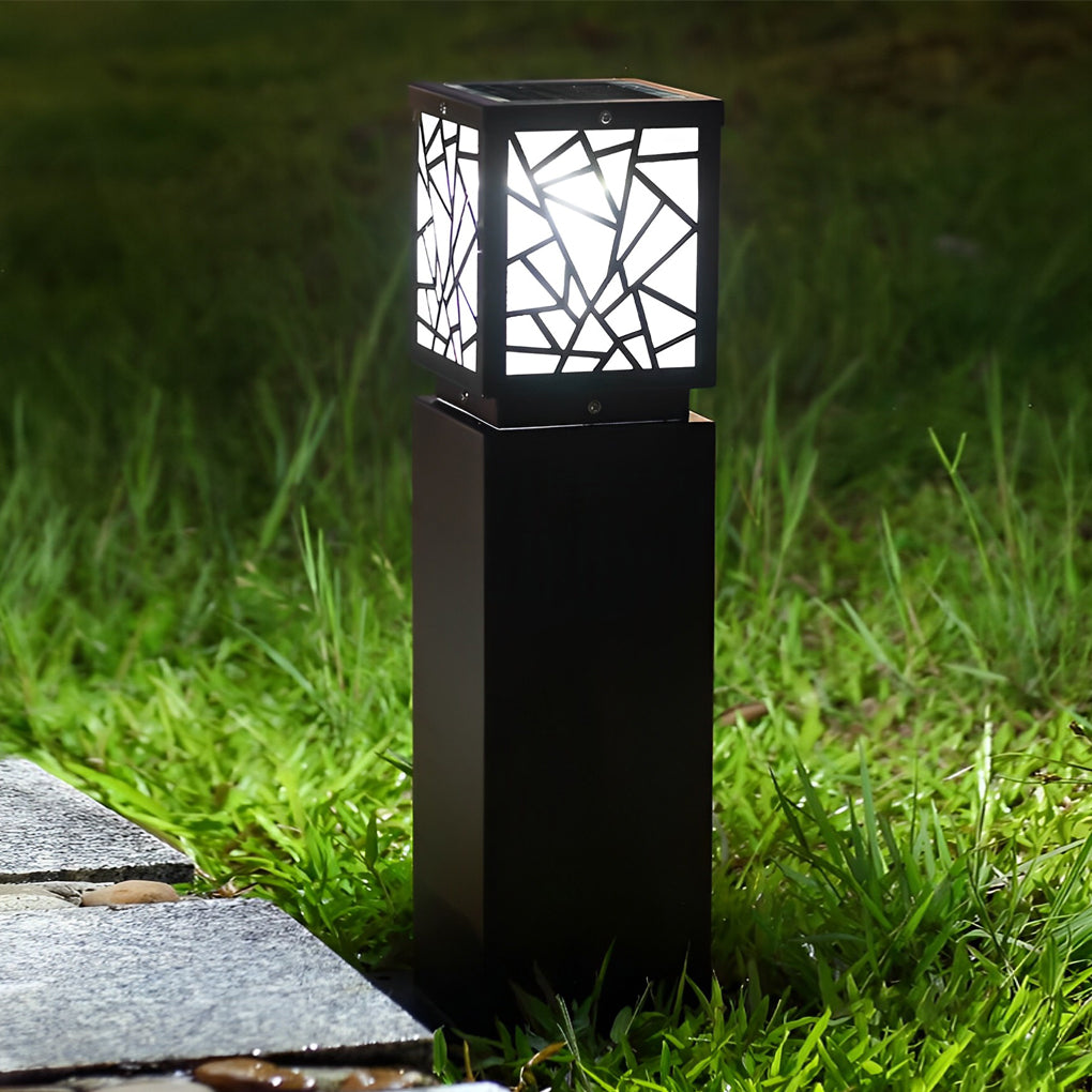 Modern Solar LED Path Lights Black Waterproof Outdoor Lawn Bollard Lights - Lamp Outdoor