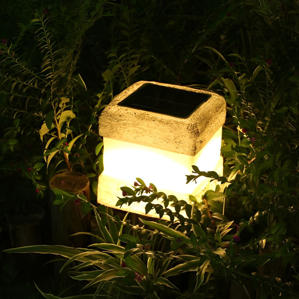Sleek Square Resin Solar LED Garden Lamp - Lamp Outdoor
