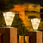 Modern Solar Post Lights Dimmable LED Garden Pathway Lamp with Ripple Lampshade - Lamp Outdoor