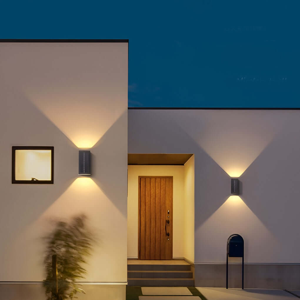 Rectangular Waterproof Up and Down Lights LED Solar Modern Wall Sconce Lighting - Lamp Outdoor