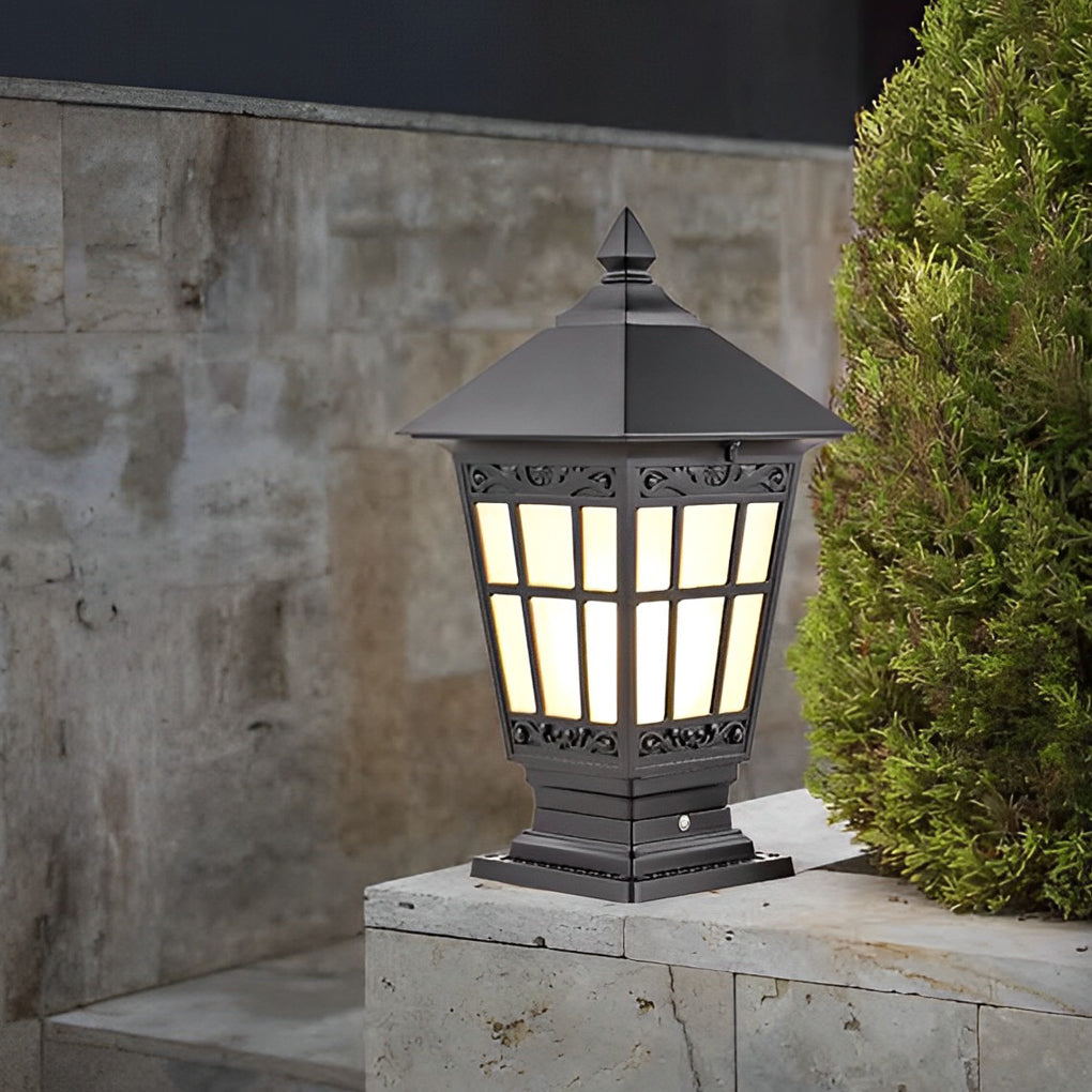 Waterproof Aluminum LED Brown Retro Solar Solar Post Cap Lights Pillar Lamp - Lamp Outdoor
