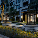 Retro Glass LED Waterproof Matte Black Modern Solar Fence Post Lights - Lamp Outdoor