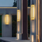 Retro Vertical Stripe Grid LED Waterproof Brown Outdoor Wall Lamp - Lamp Outdoor