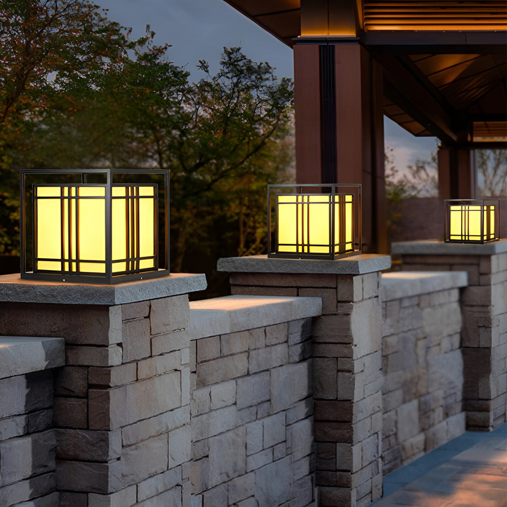 Retro Square Waterproof LED Black Modern Outdoor Post Caps Lights - Lamp Outdoor